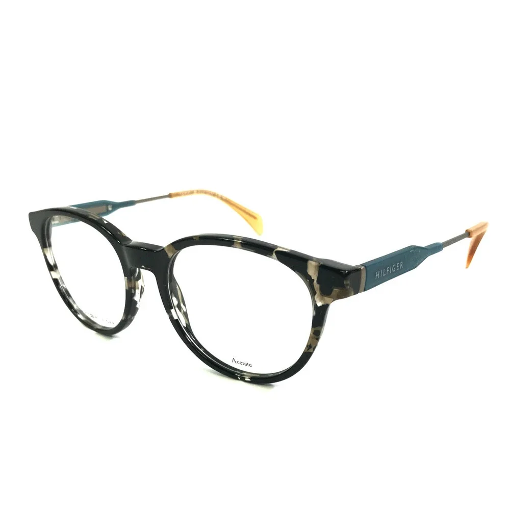 Tommy Hilfiger Eyeglasses Frame TH1349 JX2 Aqua Havana Black Round 50-18-140